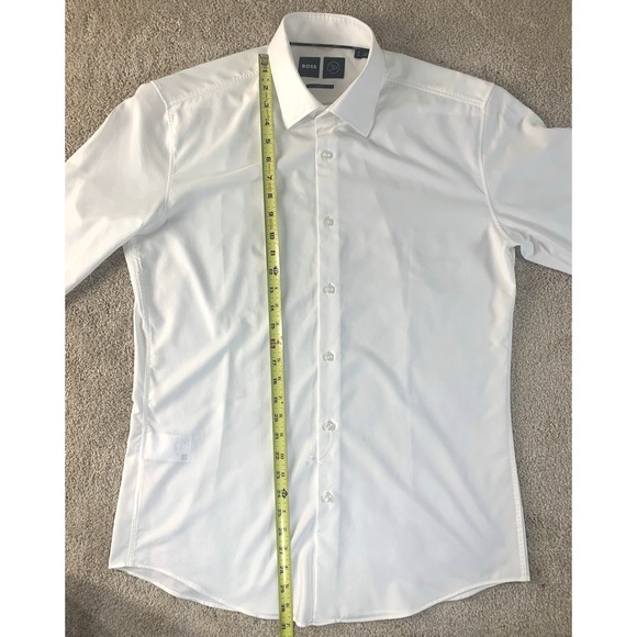 BOSS Large Slim Fit Performance Long Sleeve Men's Dress Shirt L/16 - Picture 10 of 14